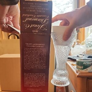 Avon Clear Glass 'Heart & Diamond' Pressed Glass Candleholder